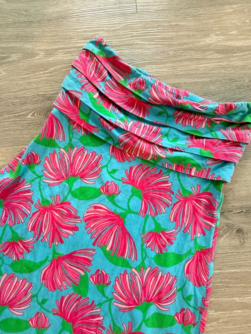 Lilly Pulitzer Blue A-Line dress with Pink Floral Print - Picture 7 of 9